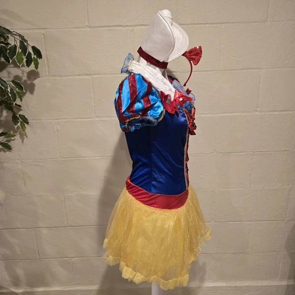 Disney JR Ladies Snow White 6 PIECE Costume Medium 7 - 9 Cosplay Halloween New.